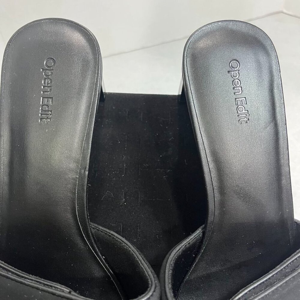 NEW Open Edit Cava Square Toe Mule Sandals Black Size 11 - Picture 5 of 12